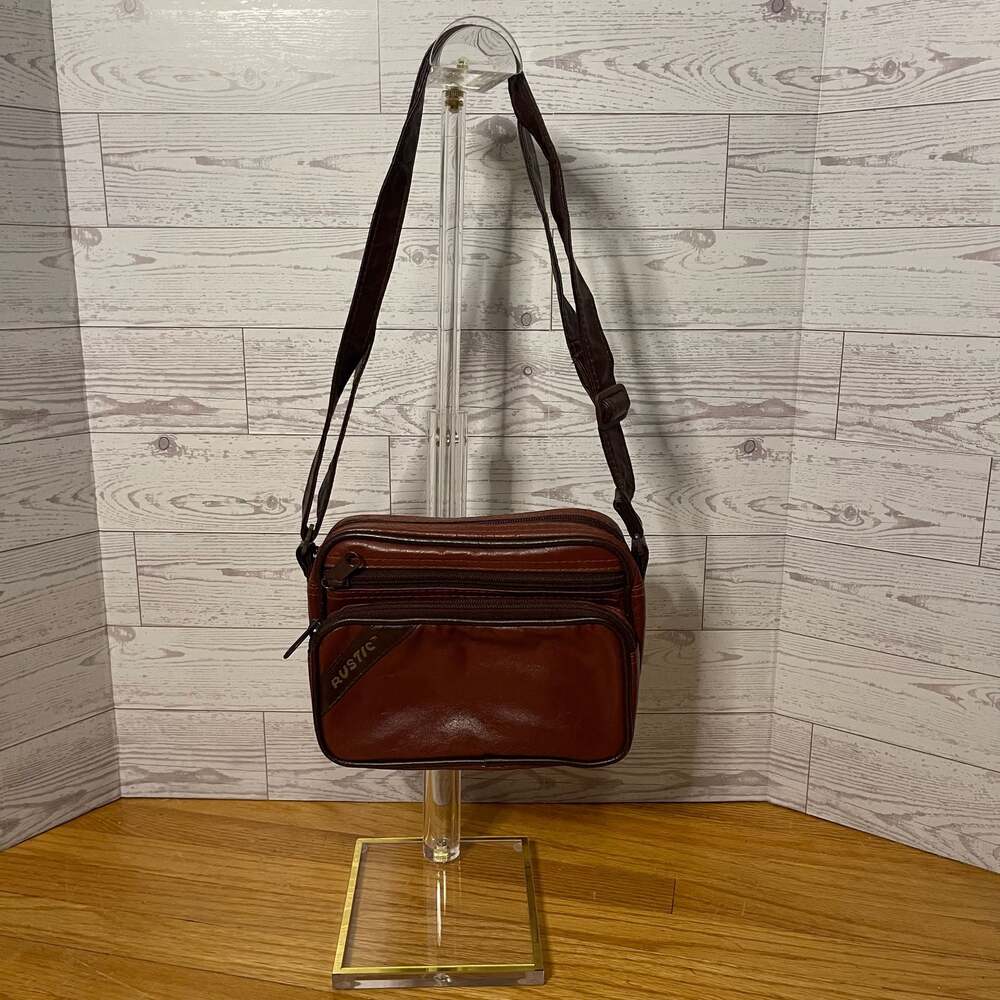 Rustic Brown and Red Leather Camera Bag,